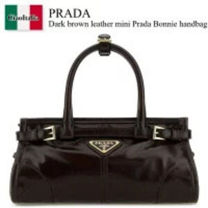 Prada Bag Handbag Dark Brown Leather Bonnie
